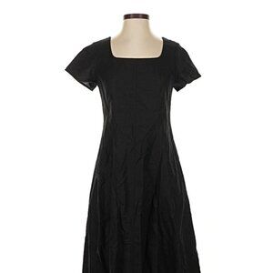 NWOT Uniqlo Linen Blend Square Neck Short Sleeve Dress XS Black